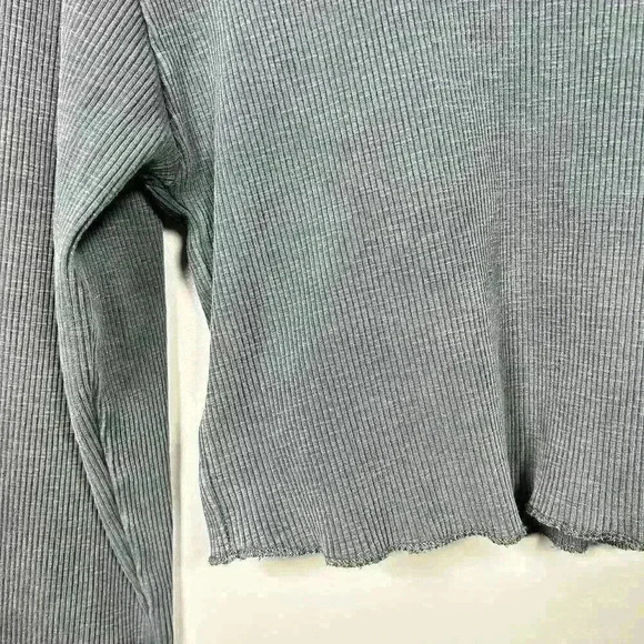 ZARA Vintage Black Wash Ribbed Long Sleeve Crop Top Boxy Basic Women Small - Picture 3 of 8